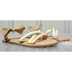 Cat & Jack Big Girls' Anja Pastel Multi Color Straps Footbed Sandals